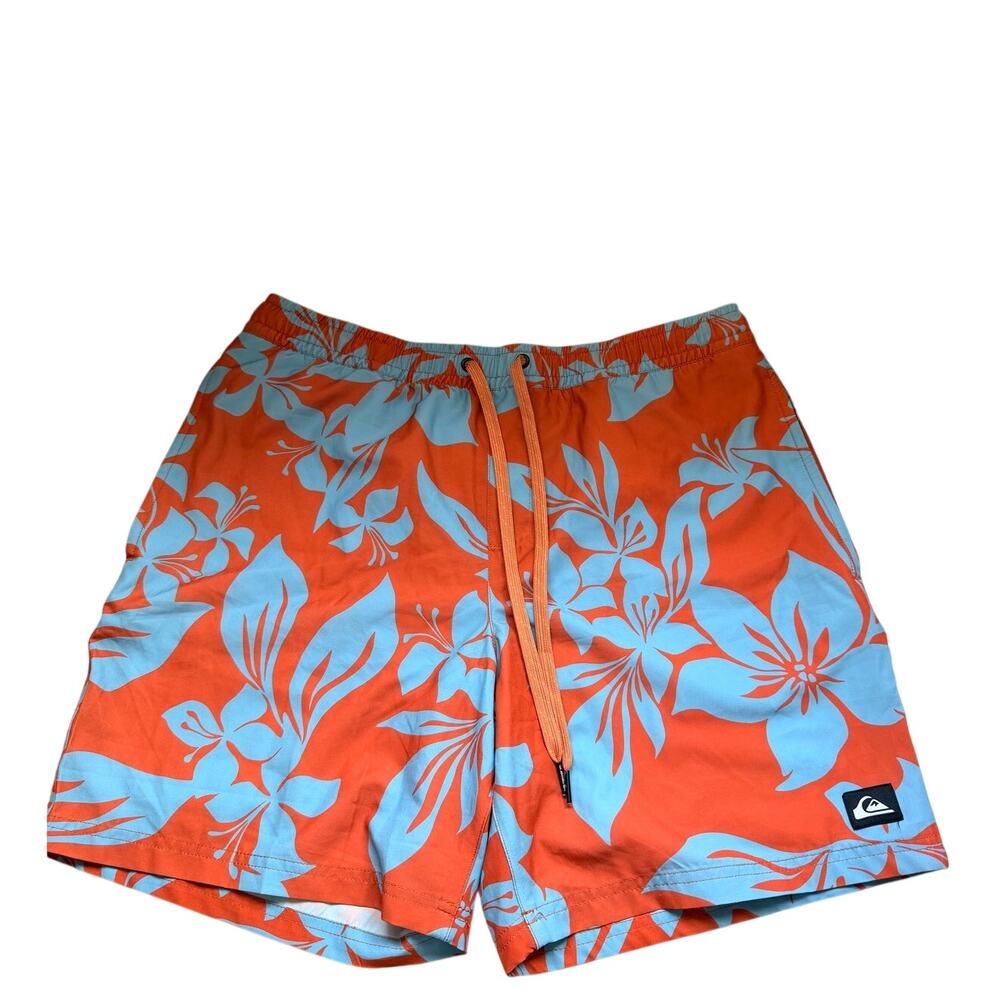 Quiksilver waterman boardshorts blue orange floral size med